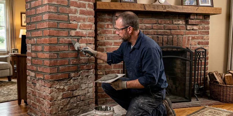 Repointing Brick Fireplace La Mirada