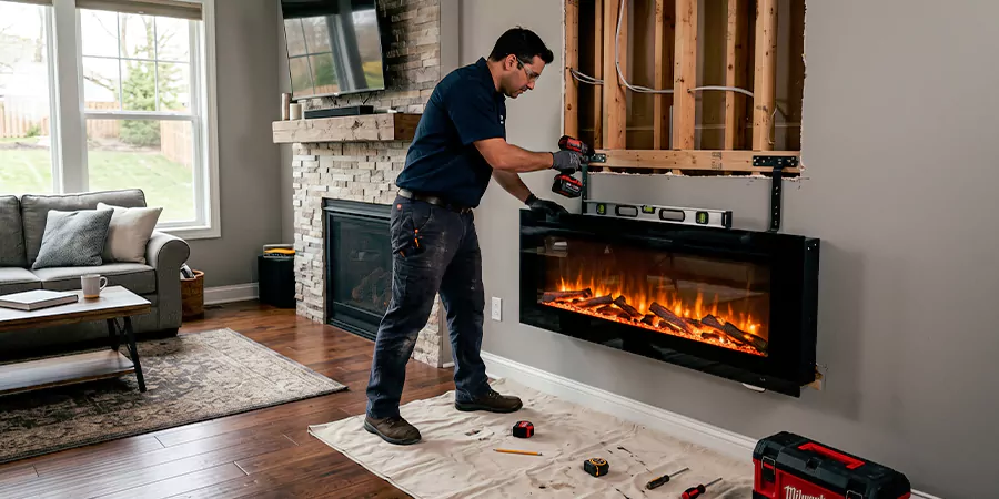 Fake Fireplace and Faux Insert Installation La Mirada