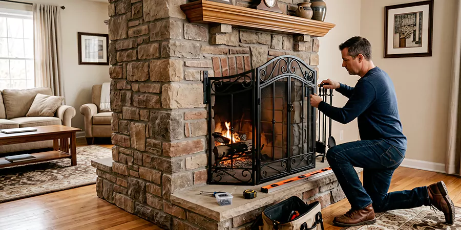 Custom and Decorative Fireplace Screen Installation La Mirada