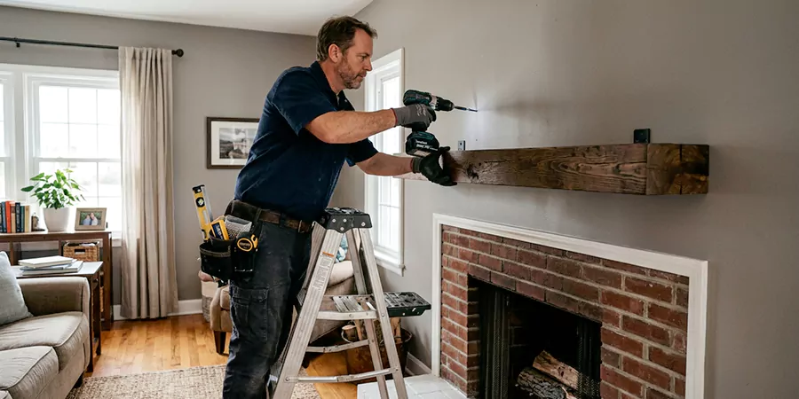 Floating Shelf Mantel Installation La Mirada